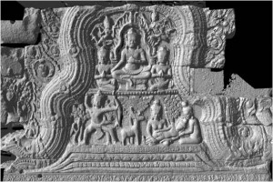 Pediment with the original image of Buddha
