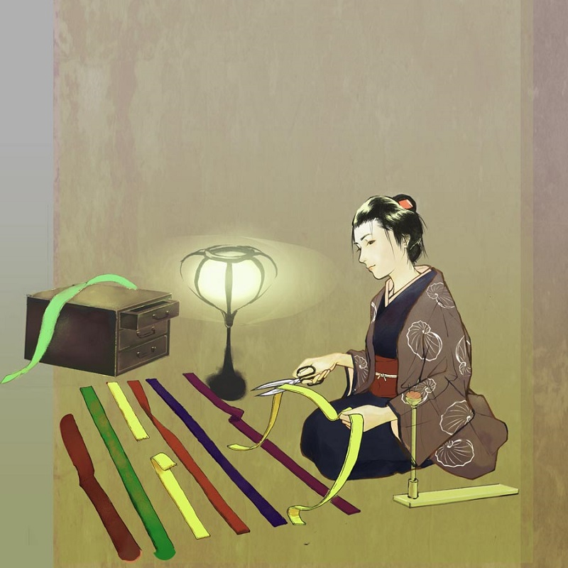 光で照らして見えてきた標的1本1本を切断する様子 © 2015 Hachiro Hongo and Hisashi Tadakuma.小さなRNAとタンパク質の複合体RISCが標的RNAを切断する様子を特殊な顕微鏡を用いて1分子レベルでリアルタイムに観察することに成功したという本成果の概要を図案化したものです。
