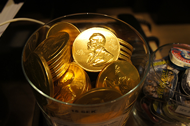 Chocolates sold at the Nobel Museum’s shop. They are made to resemble the Nobel Medal