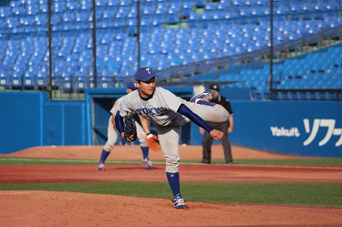 Miyadai pitching during the spring season