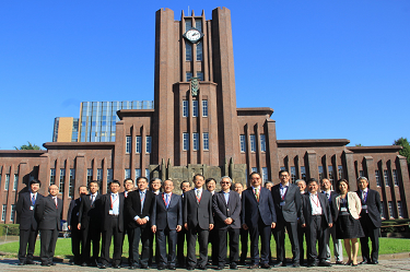 Group photo in front of the Yasuda Auditorium