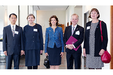(from left to right) Executive Director and Vice President Prof. Mamoru Mitsuishi of The University of Tokyo, Vice-Chancellor Prof. Astrid Söderbergh Widding of Stockholm University, HM Queen Silvia of Sweden, Vice-Chancellor Prof. Ole Petter Ottersen of Karolinska Institutet, President Prof. Sigbritt Karlsson of KTH