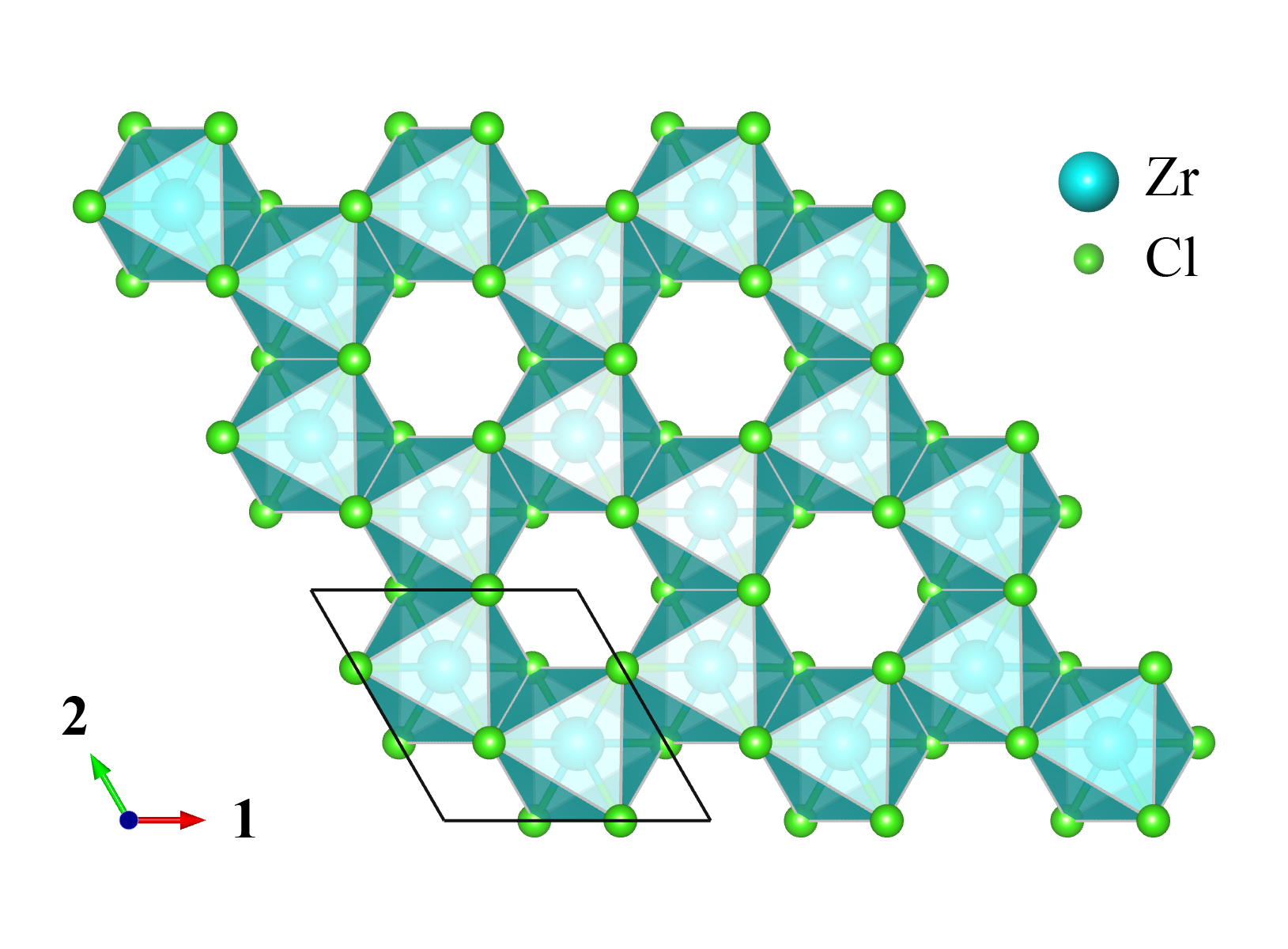 A lattice of blue and green hexagon shapes