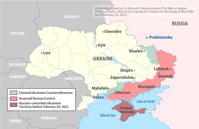 Map of Ukraine and frontlines of the war