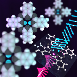 © 2014 Tomohiro Ikeda.1 Illustration of visualization of tautomerization in a single phthalocyanine molecule using defocused wide-field fluorescence imaging under an optical microscope.