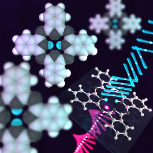 Illustration of visualization of tautomerization in a single phthalocyanine molecule using defocused wide-field fluorescence imaging under an optical microscope.