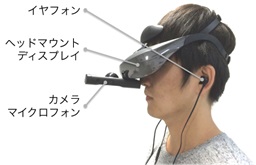 図2：ヘッドマウントディスプレイ型知覚体験シミュレータ（左図）と環境からの視聴覚信号に基づく知覚過敏・知覚鈍麻の症状生成システム（右図）