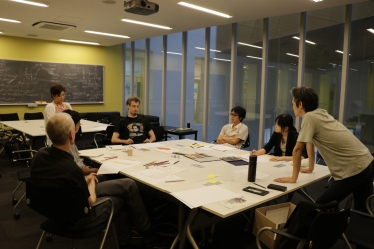 Art workshop: Researchers from different majors - mathematicians, theoretical physicists and astronomers circle around a table to construct a “landscape” from their favorite equations.