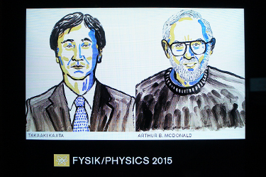The achievements of this year's Nobel Prize recipients are displayed with their portraits at the Nobel Museum