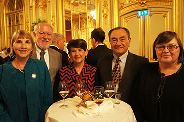 Professor Kajita’s guests enjoying the celebratory reception at the Grand Hôtel. Among the guests are researchers who collaborated with the professor
