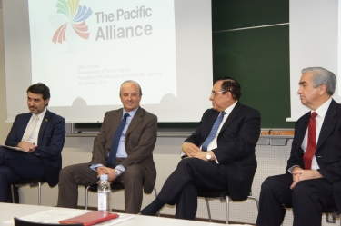 The four ambassadors taking questions from the audience