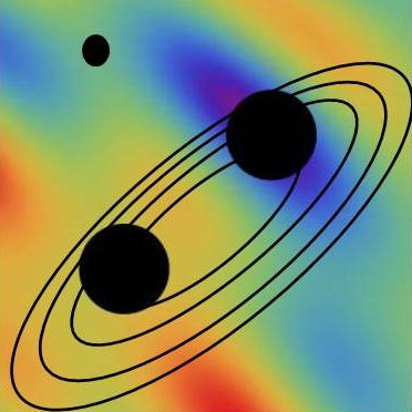 © 2016 Teruaki Suyama. お互いに近い原始ブラックホールは重力によって引き合い、初期宇宙で連星を形成します。連星からは重力波が定常的に放出され、最終的に2つのブラックホールは合体します。