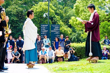 Dance performance in front of Yasuda Auditorium