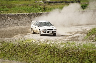 Cornering with a cloud of dust suspended in the air