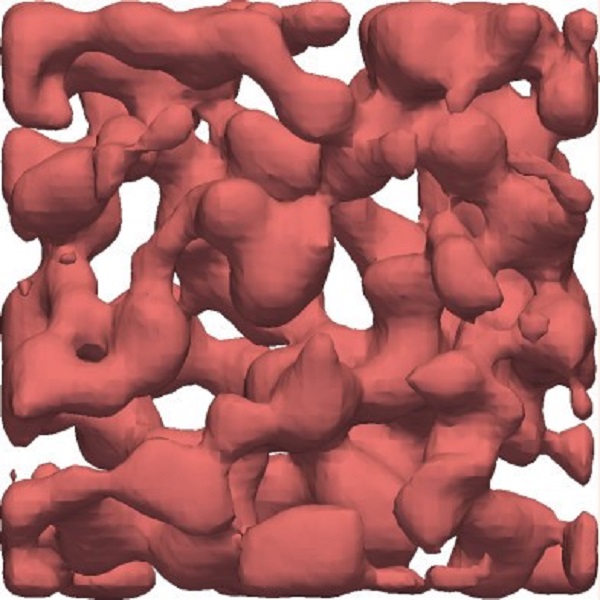 3D structure of a crystal gel © 2017 Hideyo Tsurusawa, John Russo, Mathieu Leocmach, and Hajime Tanaka.The characteristics of a crystal gel's 3D network structure are easy to perceive when smoothing out the colloids utilizing a mathematical function called the Gaussian field.