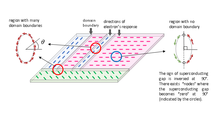 Schematic rendering of domain boundaries at the surface of the FeSe single crystal Rendering of iron selenide surface