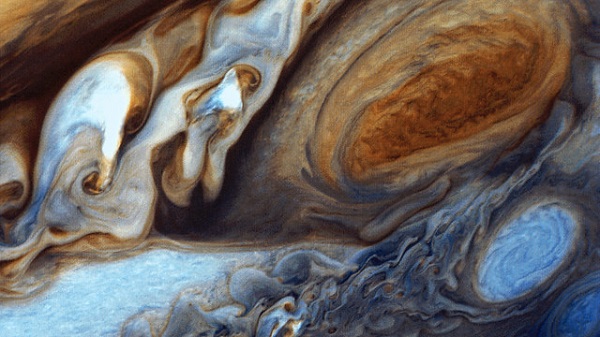 The great red spot on Jupiter.
