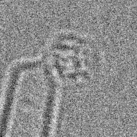 Static interference with a faint image of a chemical structure on the left