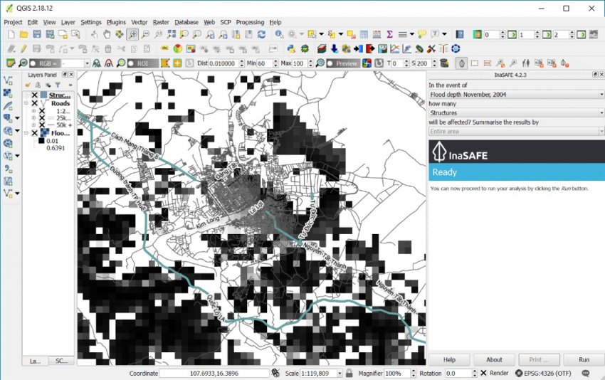 Flood risk assessment using spatial data