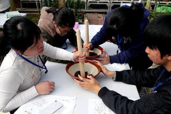 Students sitting around a table