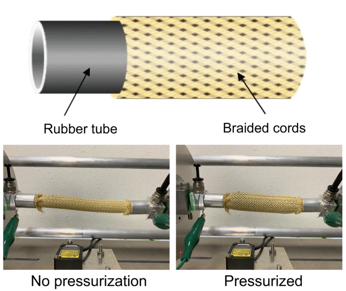 A yellow tube with a dark grey core extending out from the left