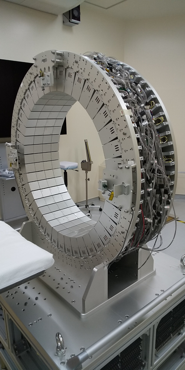 Large silver ring of a PET scanner
