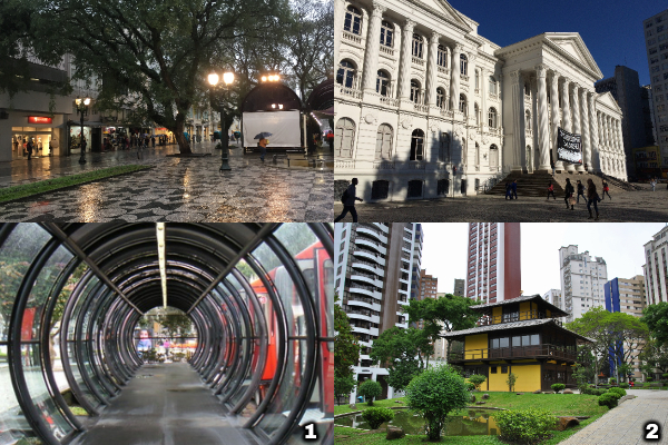 Four pictures of various scenes around Curitiba