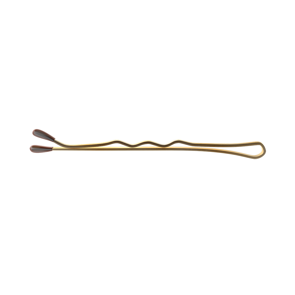 3D image of bronze colored hairpin or bobby pin.