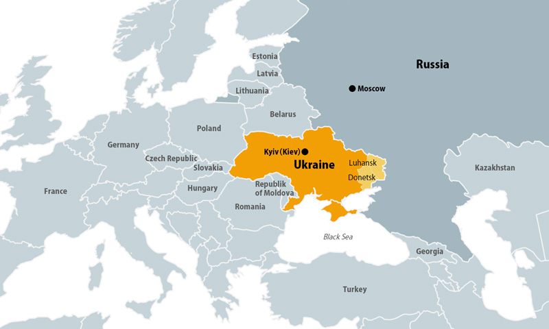 Map of Ukraine and surrounding nations