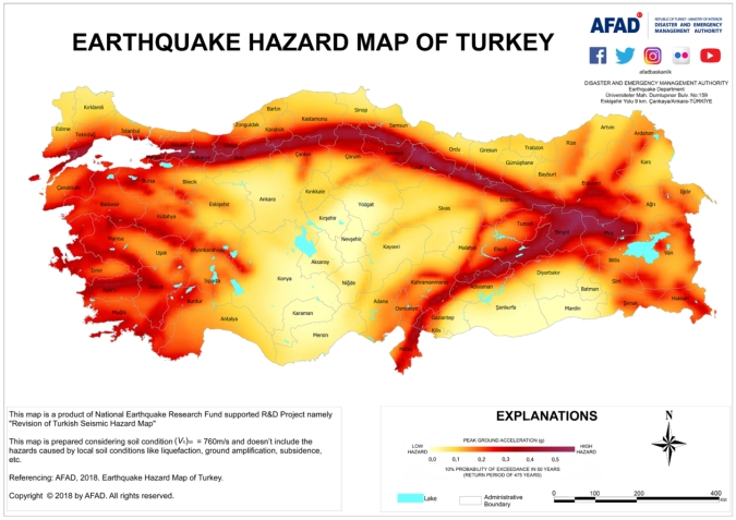 Türkiye earthquake hazard map