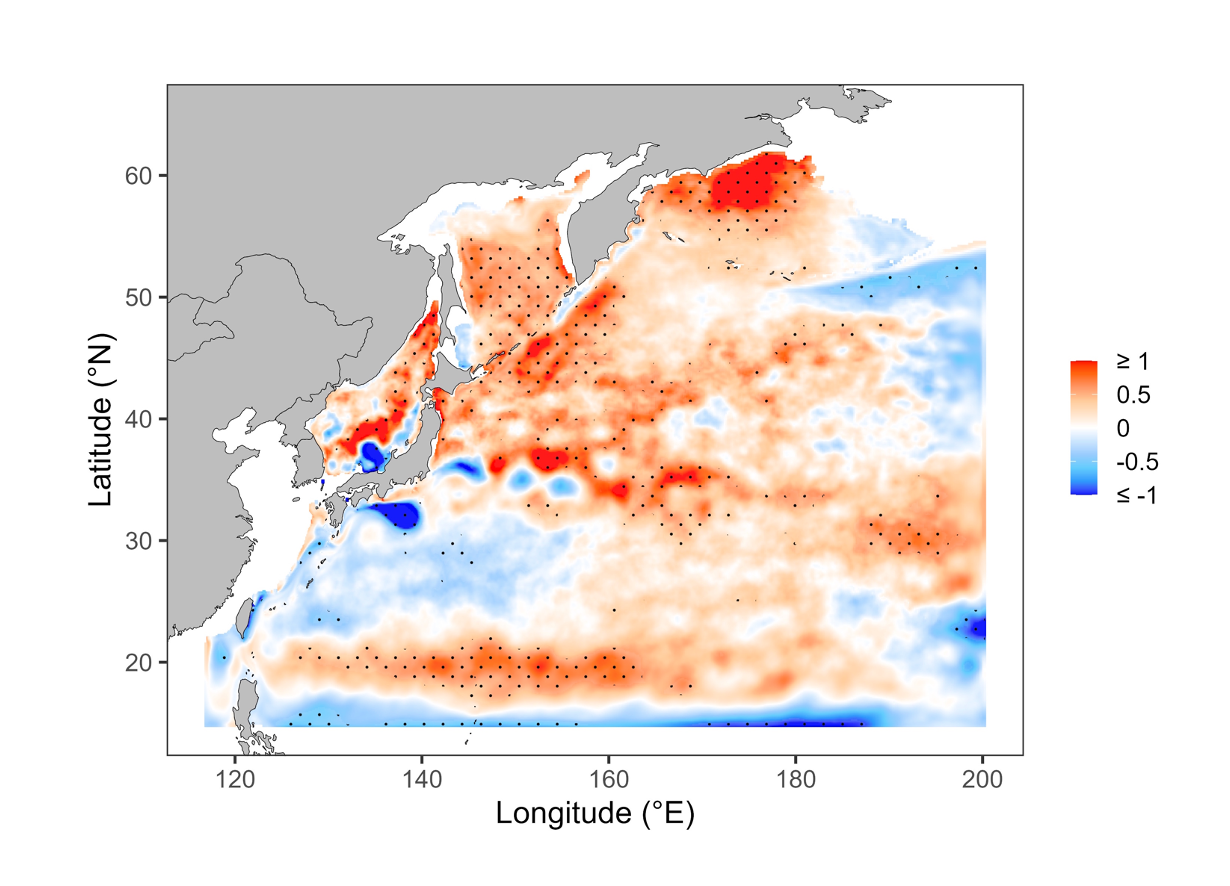 Graph showing ocean temperature changes around Japan.