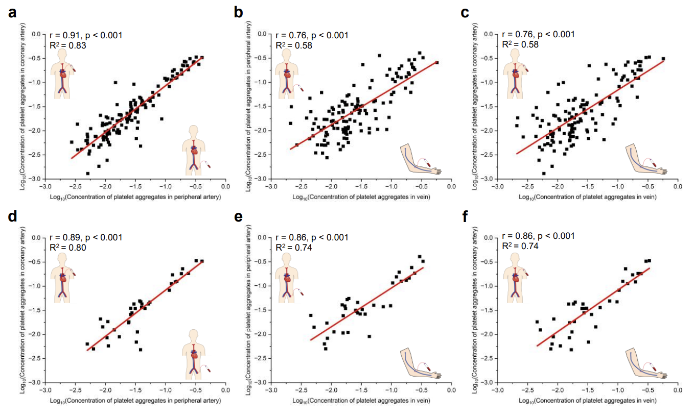 Six scatter charts, the top three are dense with points, the lower three are more sparse.