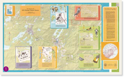 「site map for the XIII Olympic Winter Games」と題した1980年冬季オリンピックの地図