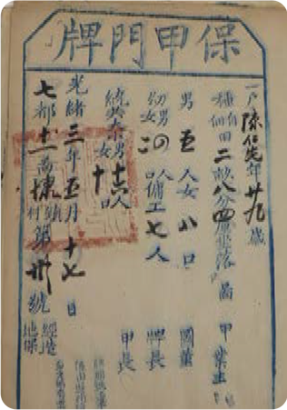 「保甲門牌」と書かれた手書きの文書